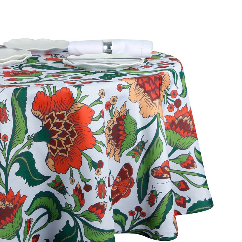 EHouseHome Outdoor and Indoor Spill Proof Waterproof Tablecloth,Vintage Floral Design Patio Fabric Table Cover,Home Dinner DÃ©cor Wrinkle Free Table Cloths(60" Round no Zipper and Hole) - Image 1